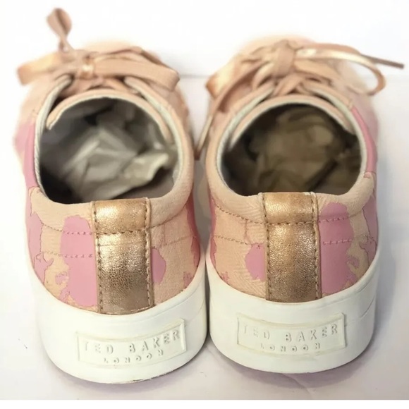 Ted Baker Ephie Sneakers Womens Printed Canvas Platform Shoes Rose Gold Sz 6.5 7 - Picture 3 of 10